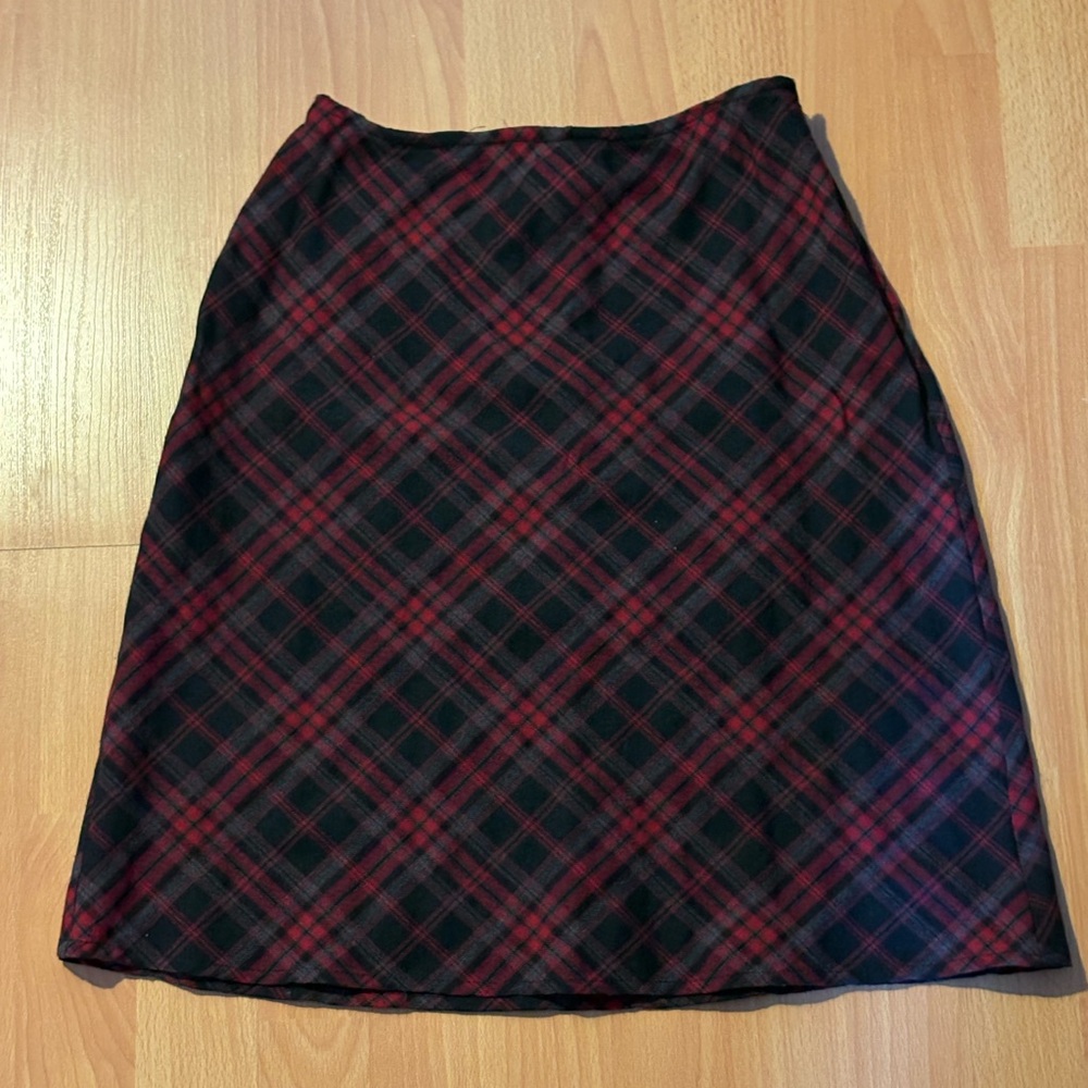 Vintage Red Plaid A-Line Skirt
